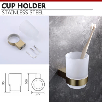 Brushed Gold Towel Ring Holder Bar Rack Brush/Paper