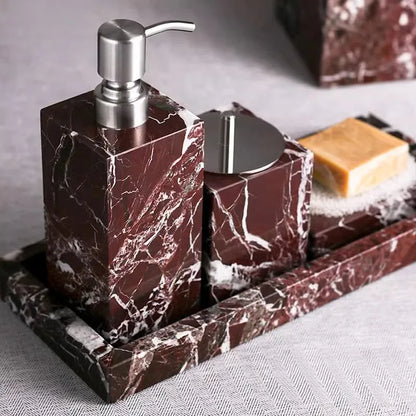 Natural Purple Red Marble Bathroom Lotion Bottle Toothbrush