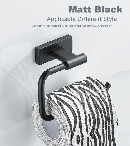 Black Stainless Steel Toilet Paper Holder Wall Mounted
