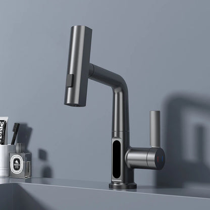 Temperature Digital Display Basin Tap Pull Out Cold