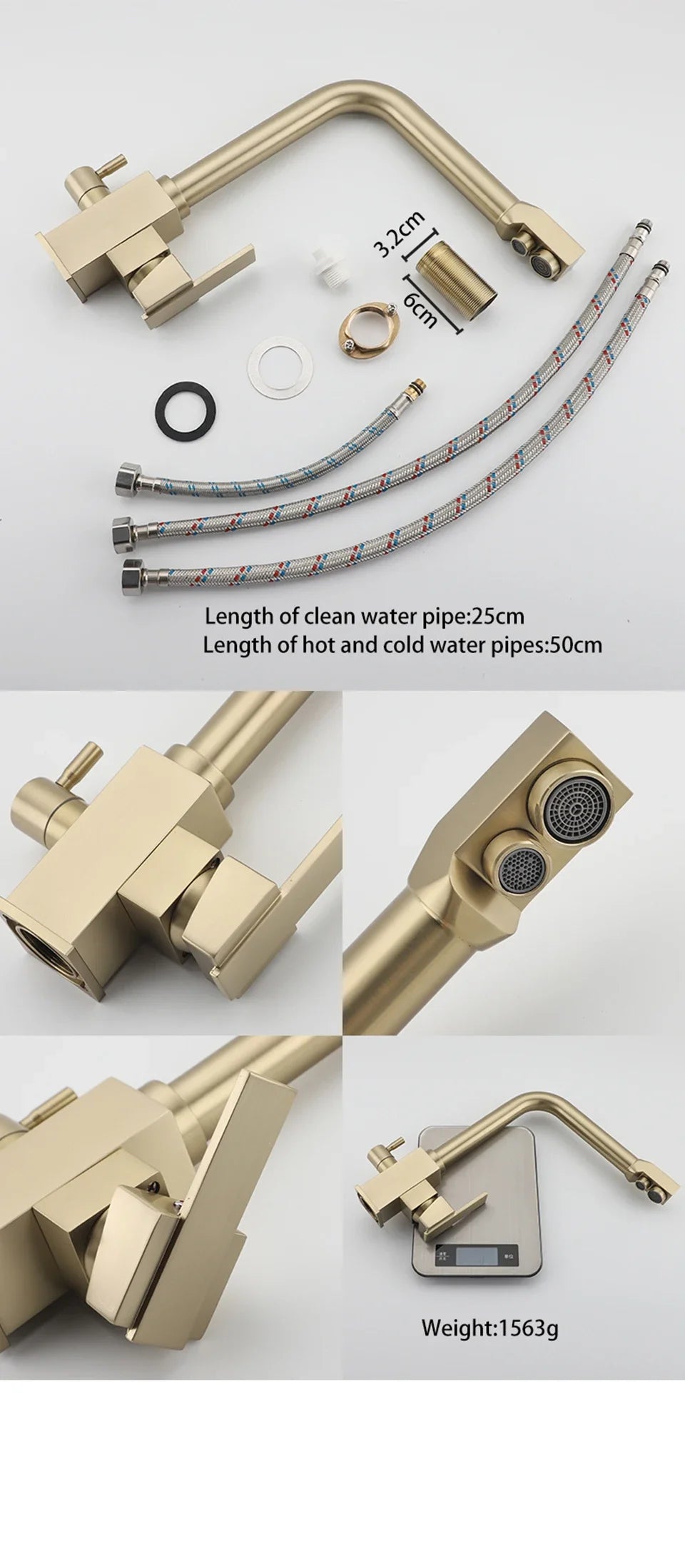 Ula Filtered Faucet Gold Purifier Faucet Dual Sprayer