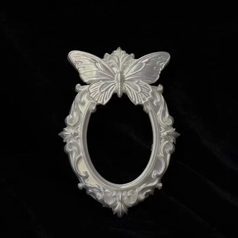 Black Butterfly Gothic Photo Frame Vintage Ornate Oval
