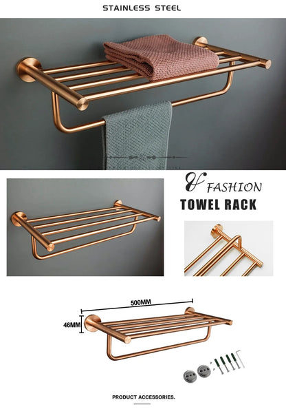 High Quality Brushed Rose Gold Bathroom Pendant Towel