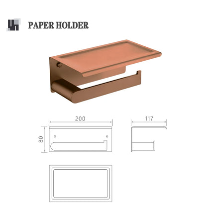 Brushed Rose Gold Storage Rack Towel Bar Tissue