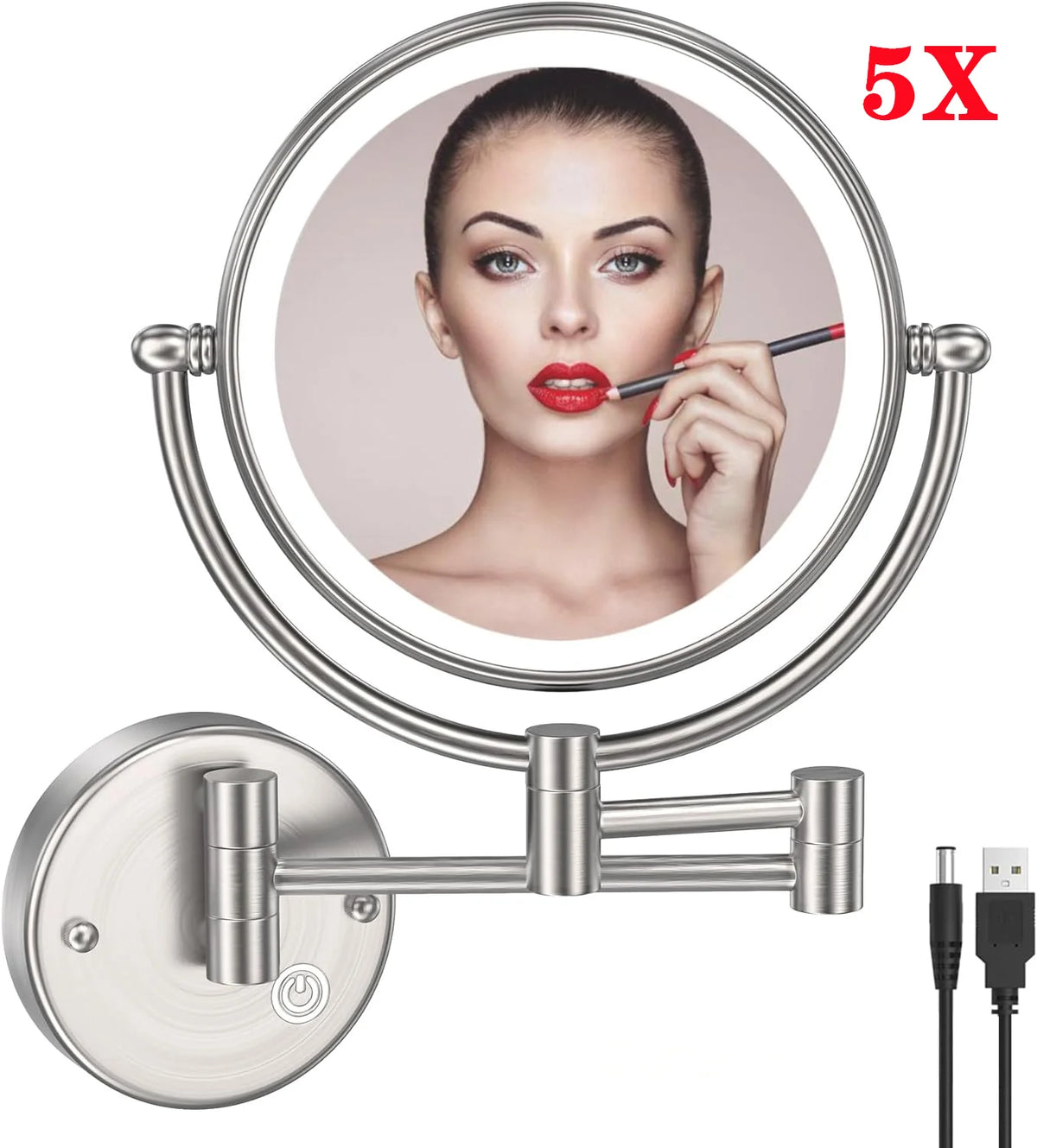 Brushed Gold Led Folding Touch Bathroom Mirrors Of