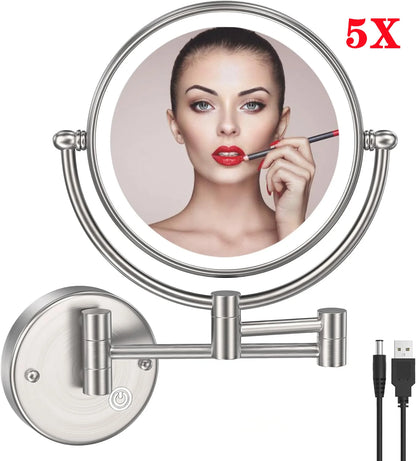 Brushed Gold Led Folding Touch Bathroom Mirrors Of