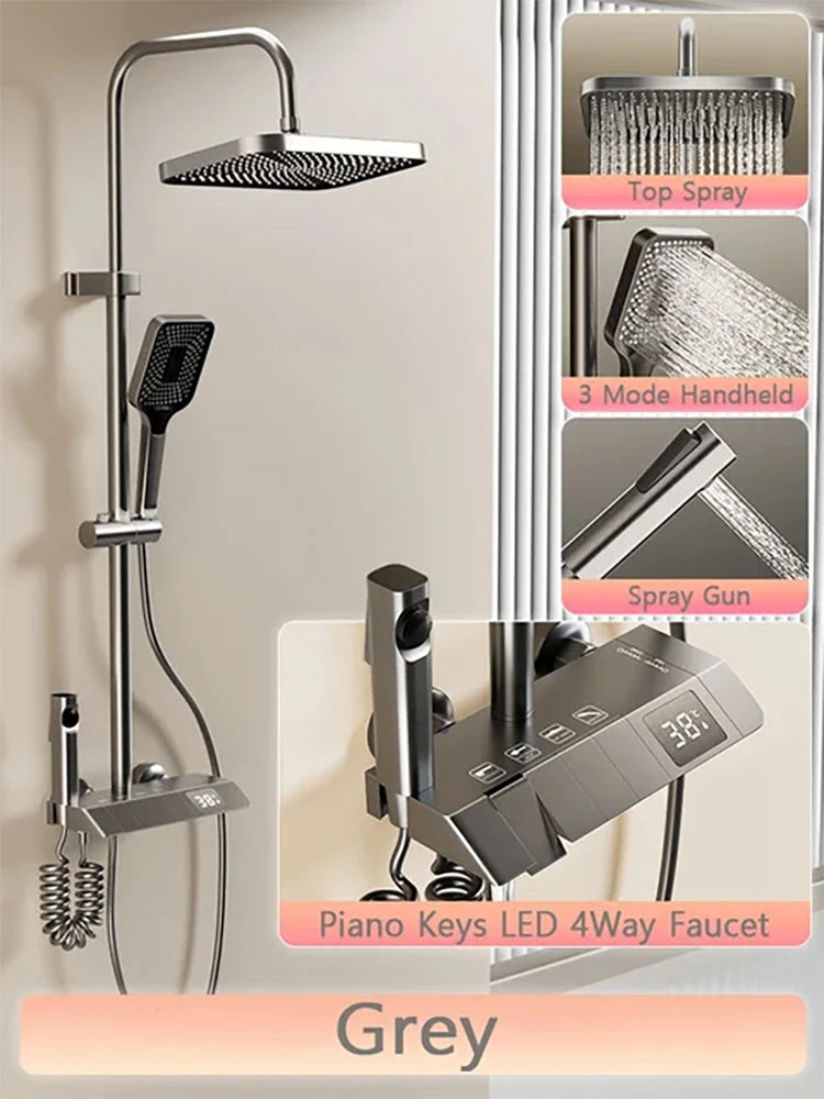 Upgrade Bathroom Shower Led Display Piano Keys Bath
