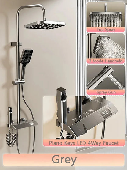 Upgrade Bathroom Shower Led Display Piano Keys Bath