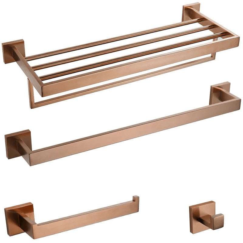 Brushed Rose Gold Towel Rack Robe Hook Bathroom