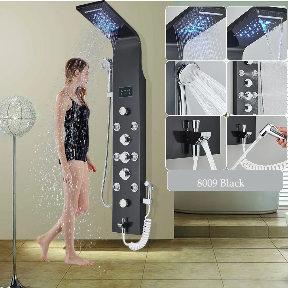 Led Shower Panel Six Functions Waterfall Shower Panel
