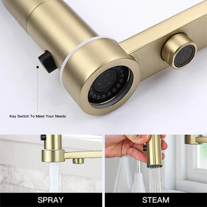 Modern Brushed Gold Brass Faucet Water Filtration Design