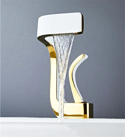 Bathroom Faucet Brass Gold White Bathroom Basin Faucet