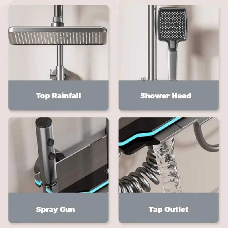 Ship Eu Luxury Bathroom Shower Faucet Digital Temperature