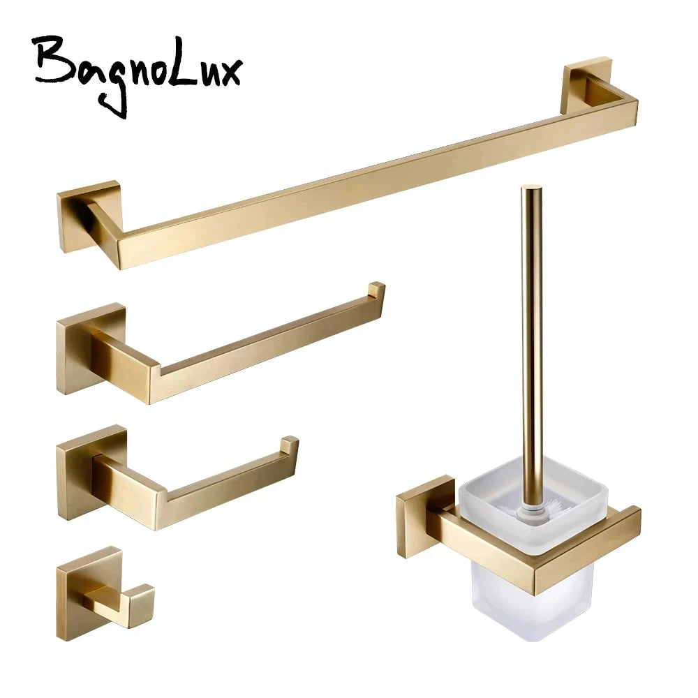Brushed Gold Bathroom Toilet Brush Holder Toilet Paper