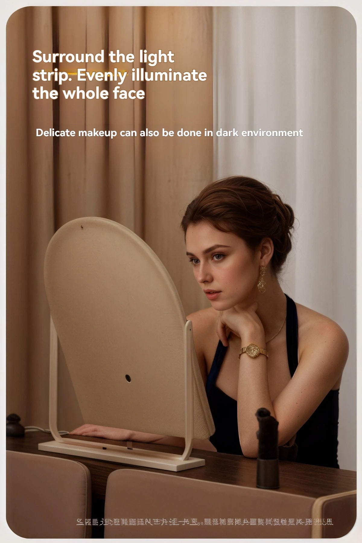 Large Arch-Shaped Makeup Mirror Led Light Desktop Vanity