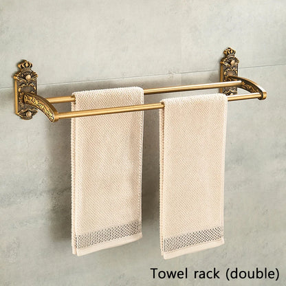 Antique Bathroom Hardware Wall-Mounted Towel Rack Toilet Brush