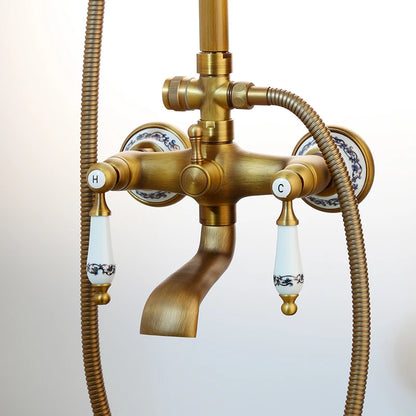 Kemaidi Antique Brass Retro Vintage Bathroom Shower Faucet