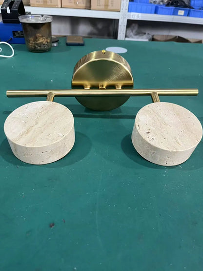 Natural Limestone Round Led Wall Lamp Double Sided