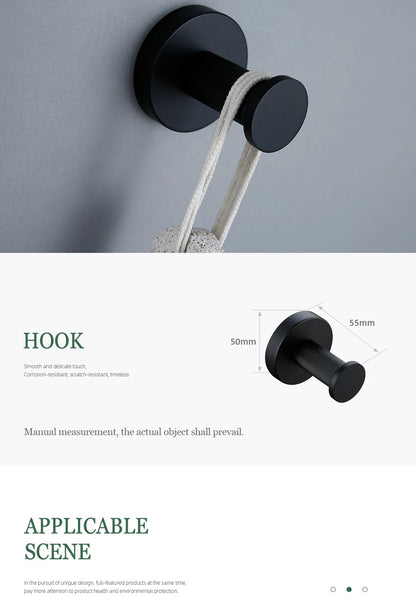 Matte Black Bathroom Brass Knurled Kit Paper Holder