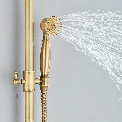 Antique Brass Shower Faucet Mixers Dual Handle Rainfall