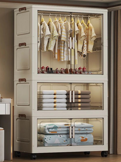 Multi-Functional Folding Storage Cabinet Doors White/Black/Gray