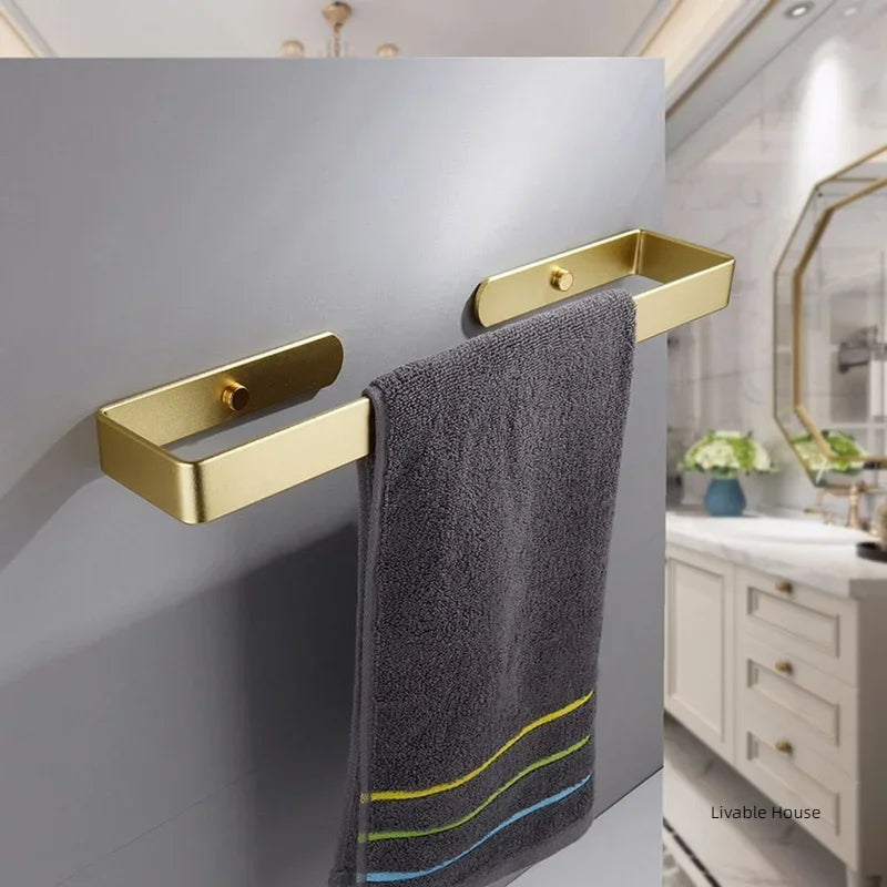 Towel Holder Bathroom Rack Bar Golden Roll Paper