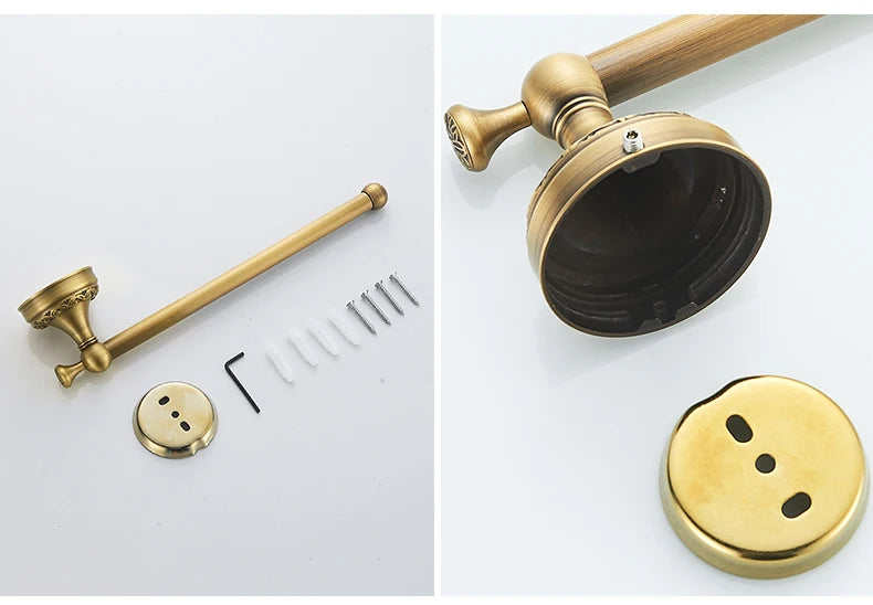 Antique Brass 2pc Bathroom Bronze Dispenser Towel Rod