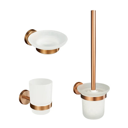 Brushed Rose Gold Brass Knurling Toilet Brush Holder