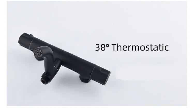 Black Chrome Thermostatic Shower Faucets Valve Brass Bathroom
