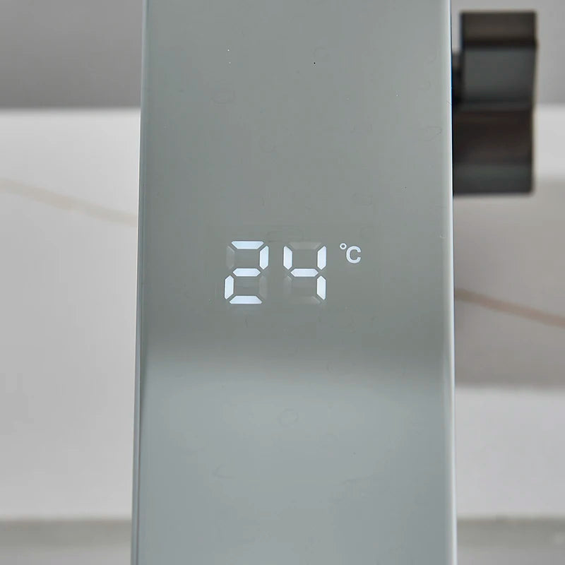 Gray Smart Daul Sensor Bathroom Basin Faucet Cold