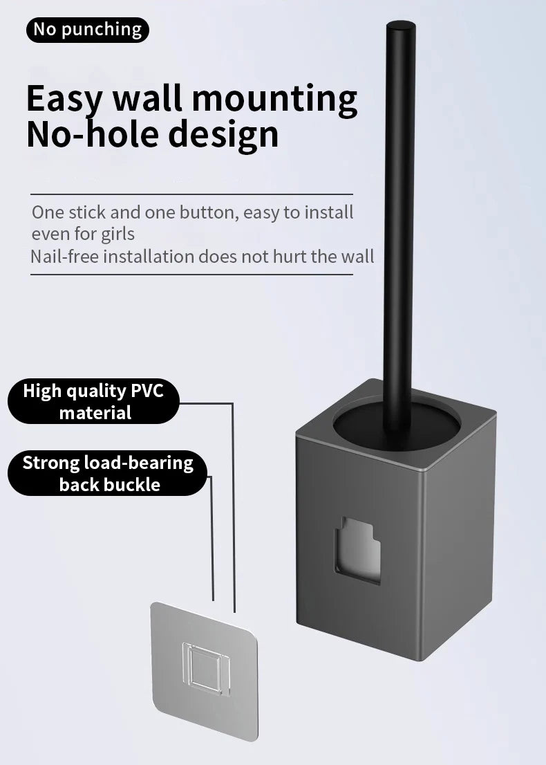 Bathroom Toilet Brush Holder Wall Mounted Cleaning No