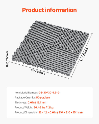 Succebuy Interlocking Drainage Mat 12inx12in 12/24/40/50/55