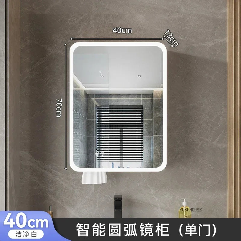 Minimalist Modern Arc-Shaped Smart Bathroom Mirror Cabinets