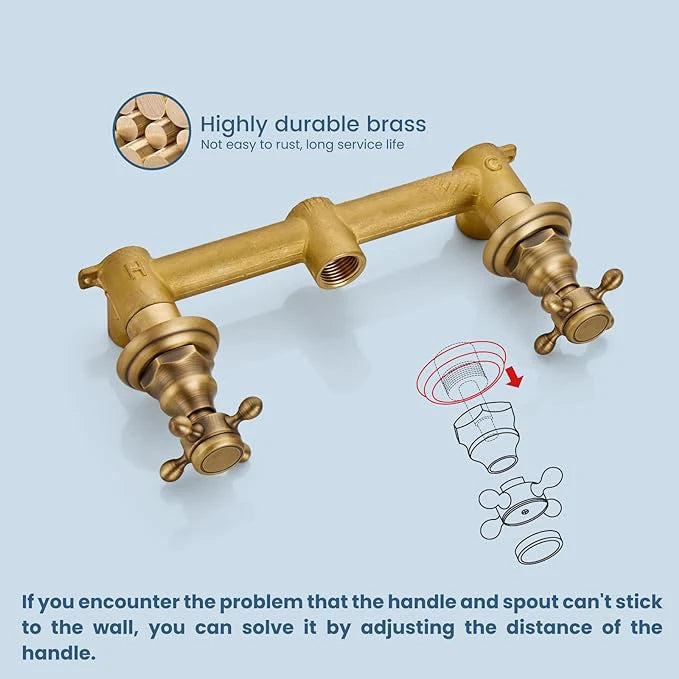 Kemaidi Bathroom Faucet Antique Brass Wall Mounted Bathroom