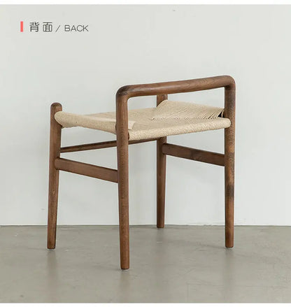 Momo Scandinavian Simple Wood Vanity Stool Rattan Wicker