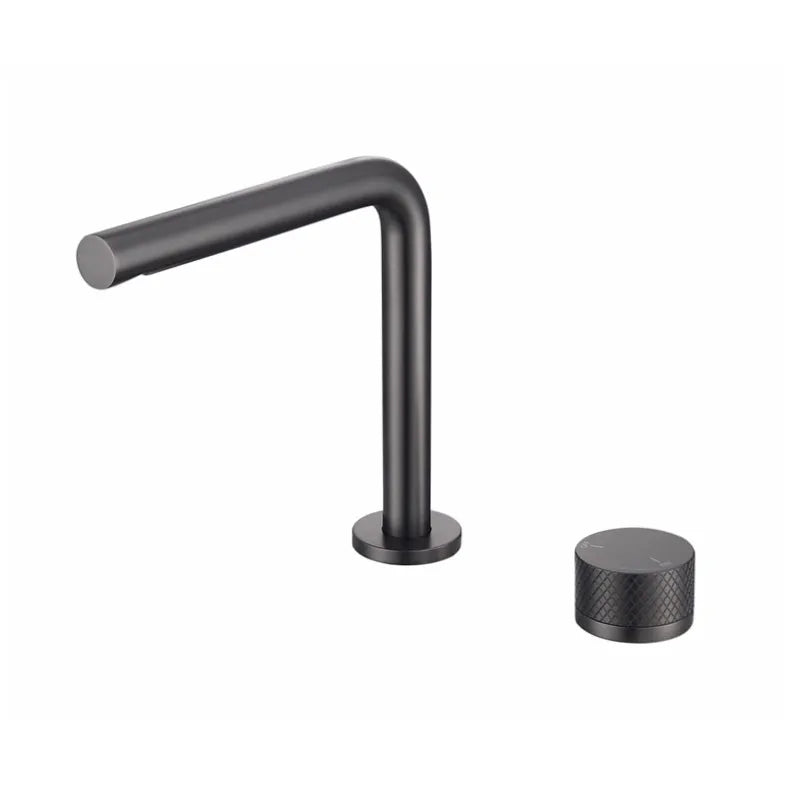Brushed Gold Bathroom Faucet Two Holes Gun Grey