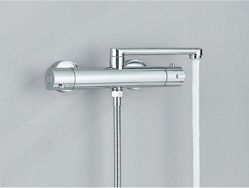 Chrome Black Bathtub Faucet Wall Mounted Thermostatic Shower
