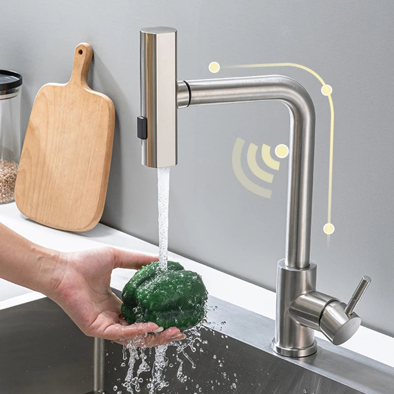 Touch Waterfall Faucet Brushed Gold Cold Pull Out