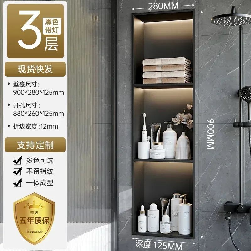 Stainless Steel Niche Bathroom Shelf-Embedded Tv Cabinet Style