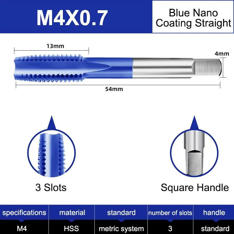 Azzkor Tip/Spiral/Straight Groove Tap M35 Cobalt Containing Blue