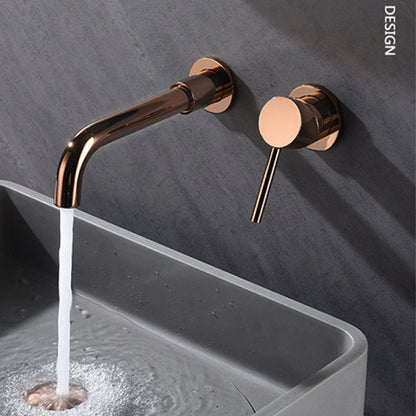 Modern Wall-Mounted Black Brass Bathroom Faucet Concealed Design