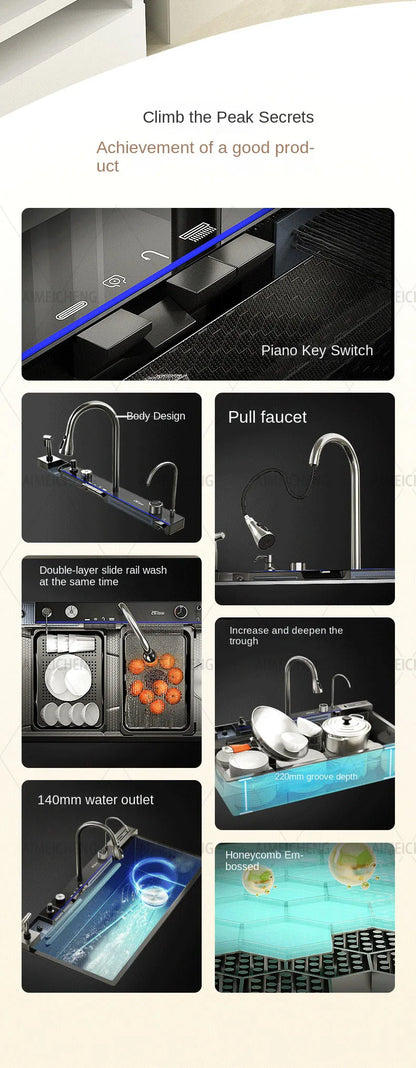 Digital Fly Rain Waterfall Sink Embossed Nano 304