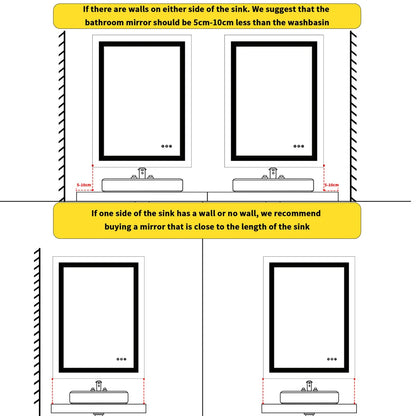Luvodi Illuminated Bathroom Mirror Gold Frame Wall Mounted