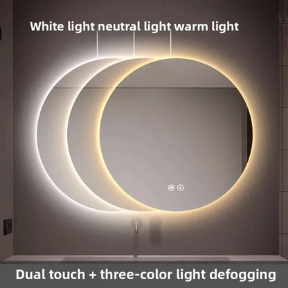 Mirror Round Mirror Wall-Mounted Smart Bathroom Mirror Led