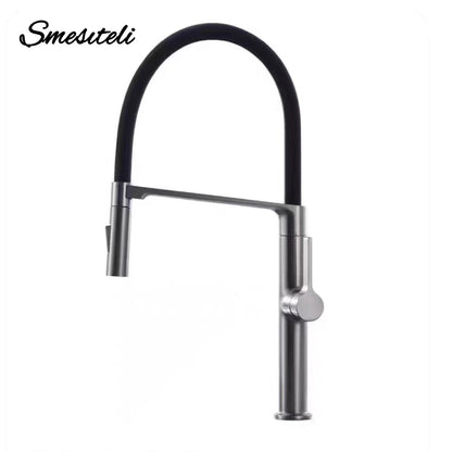 Gunmetal Rubber Faucet Mixer Rotation Pull Down Stream