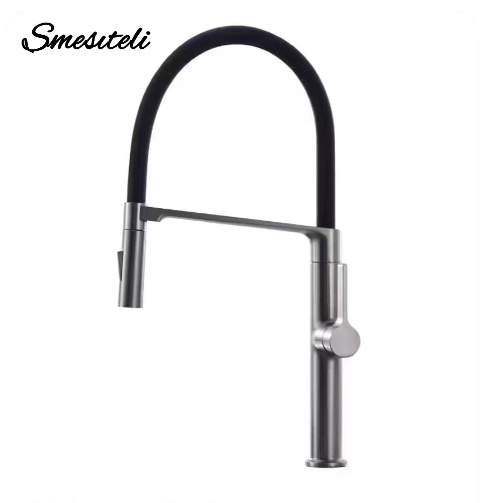 Gunmetal Rubber Faucet Mixer Rotation Pull Down Stream