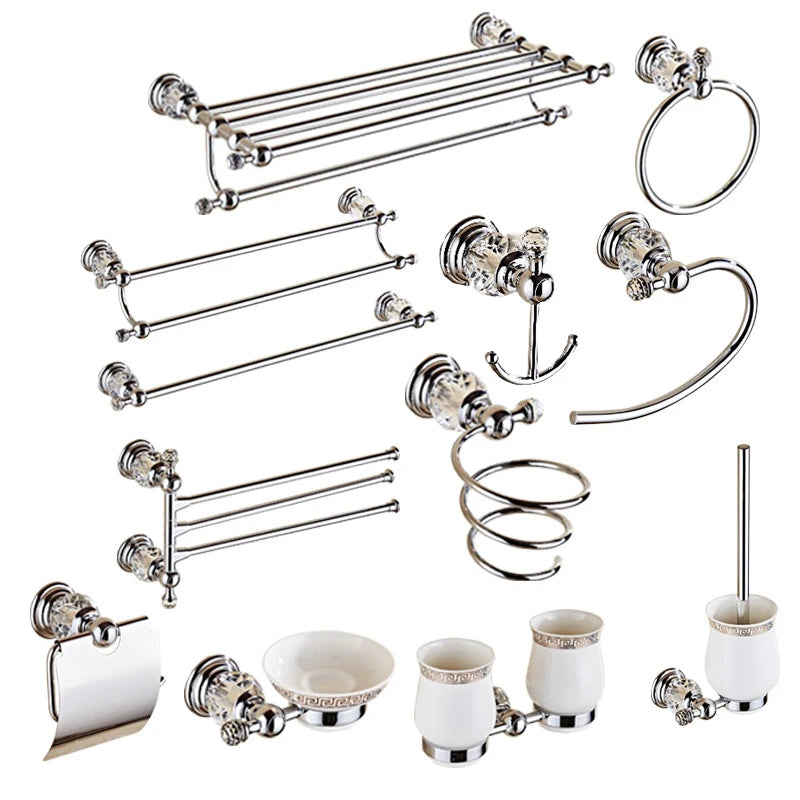 Luxury Crystal Silver Bathroom Chrome Polished Brass Bath