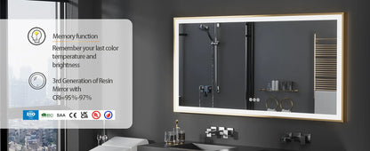 Led Bathroom Vanity Mirror Gold Frame Front Lighted