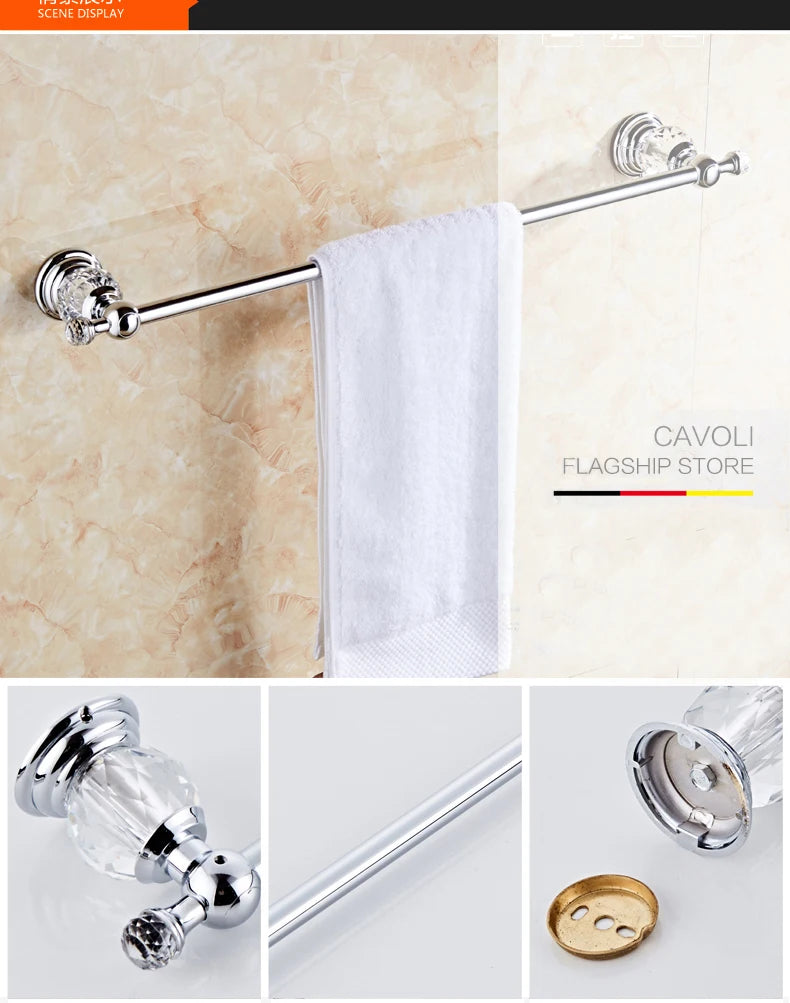 Luxury Crystal Silver Bathroom Chrome Polished Brass Bath