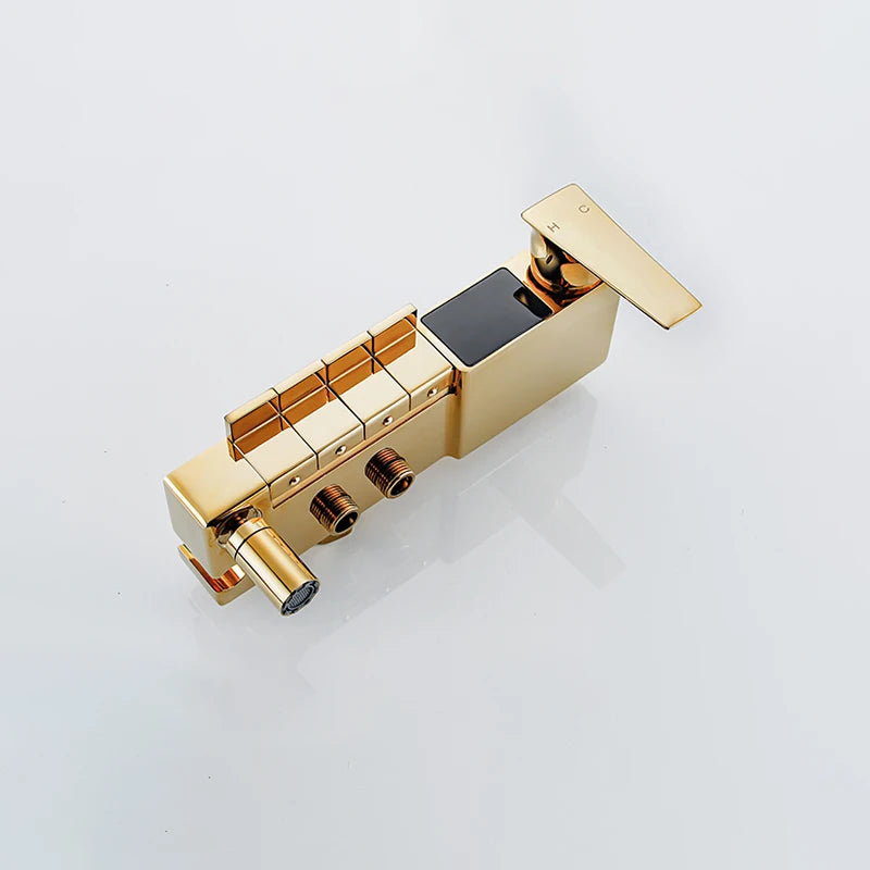 Gold Piano Digital Display Bathroom Shower Brass Bathroom